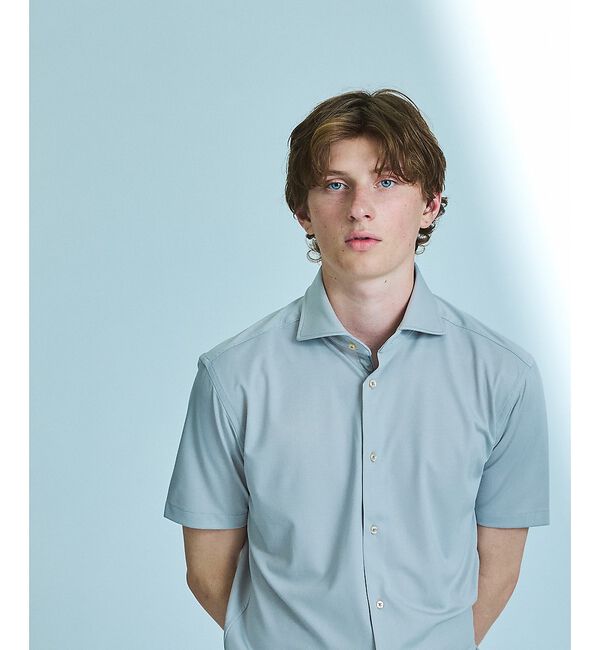ABAHOUSE「【接触冷感】アイスピケ ストレッチ 半袖シャツ / FLEX SHIRTS」|シャツ・ブラウス|ライトグレー