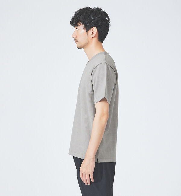 ABAHOUSE「【チェック柄】ジャガード Vネック 半袖 Tシャツ」|Tシャツ・カットソー|