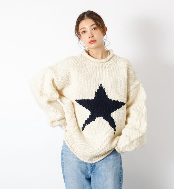 ABAHOUSE「【THRIFTY LOOK/スリフティールック】STAR HAND KNIT R」|ニット・セーター|