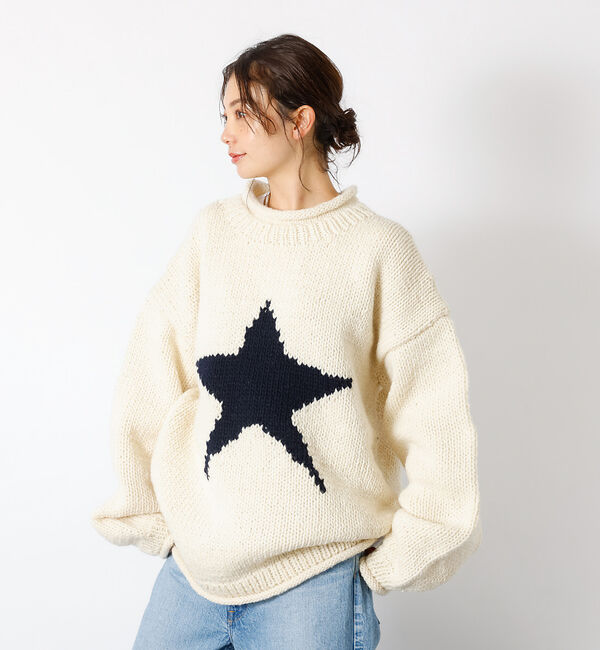 ABAHOUSE「【THRIFTY LOOK/スリフティールック】STAR HAND KNIT R」|ニット・セーター|