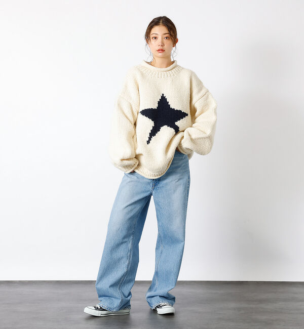 ABAHOUSE「【THRIFTY LOOK/スリフティールック】STAR HAND KNIT R」|ニット・セーター|