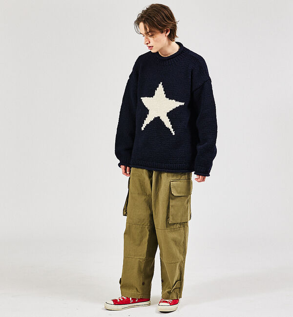 ABAHOUSE「【THRIFTY LOOK/スリフティールック】STAR HAND KNIT R」|ニット・セーター|