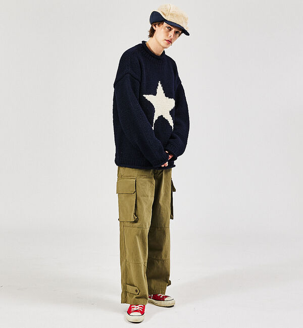 ABAHOUSE「【THRIFTY LOOK/スリフティールック】STAR HAND KNIT R」|ニット・セーター|