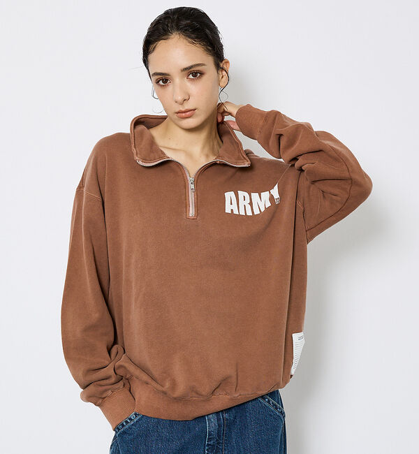 ABAHOUSE「【JOHNBULL/ジョンブル】ARMY スウェットハーフジップ /プルオーバー」|スウェット・ジャージ|ブラウン