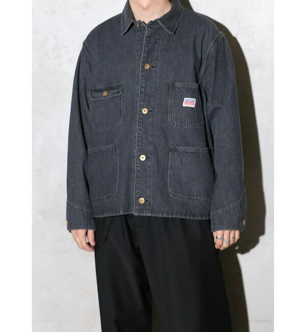 ABAHOUSE「【PENNEY'S 】10oz DENIM ENGINEER SHORT JAC」|ブルゾン・スタジャン|ブラック
