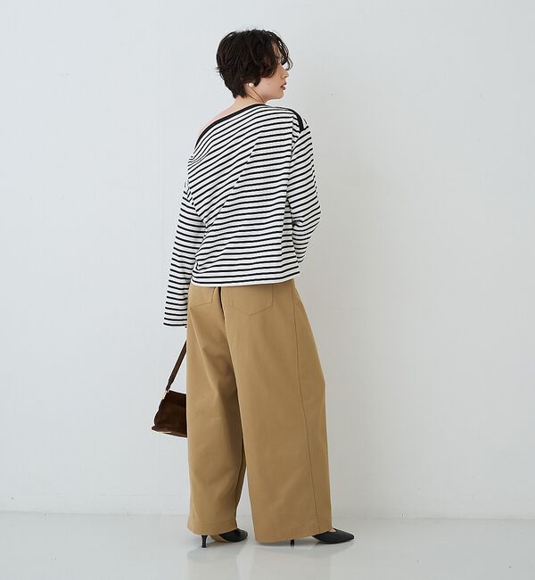 Rouge vif「ボーダーボートネックカットソー/ロングスリーブTシャツ」|Tシャツ・カットソー|