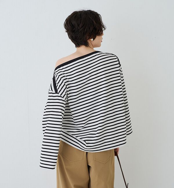 Rouge vif「ボーダーボートネックカットソー/ロングスリーブTシャツ」|Tシャツ・カットソー|
