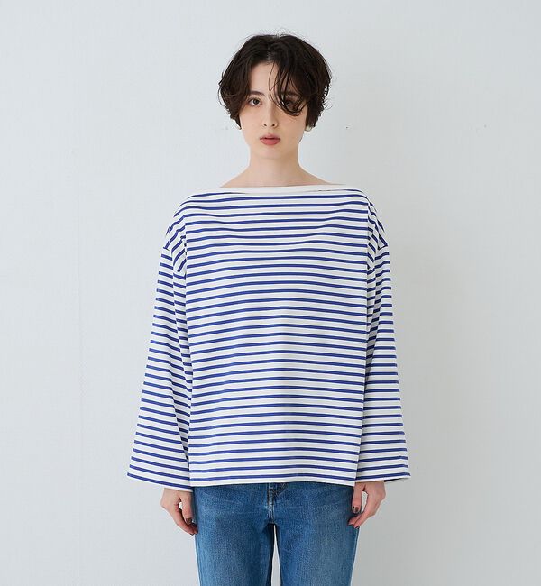 Rouge vif「ボーダーボートネックカットソー/ロングスリーブTシャツ」|Tシャツ・カットソー|