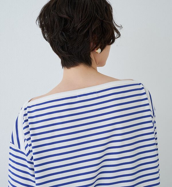 Rouge vif「ボーダーボートネックカットソー/ロングスリーブTシャツ」|Tシャツ・カットソー|