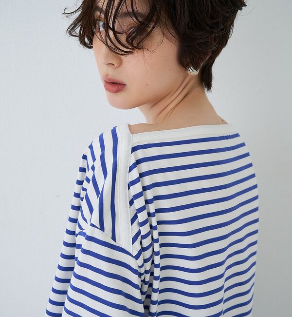 Rouge vif「ボーダーボートネックカットソー/ロングスリーブTシャツ」|Tシャツ・カットソー|