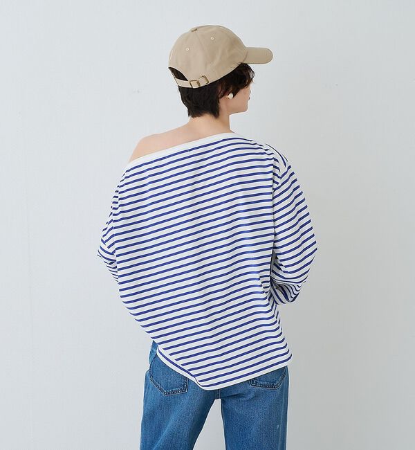 Rouge vif「ボーダーボートネックカットソー/ロングスリーブTシャツ」|Tシャツ・カットソー|