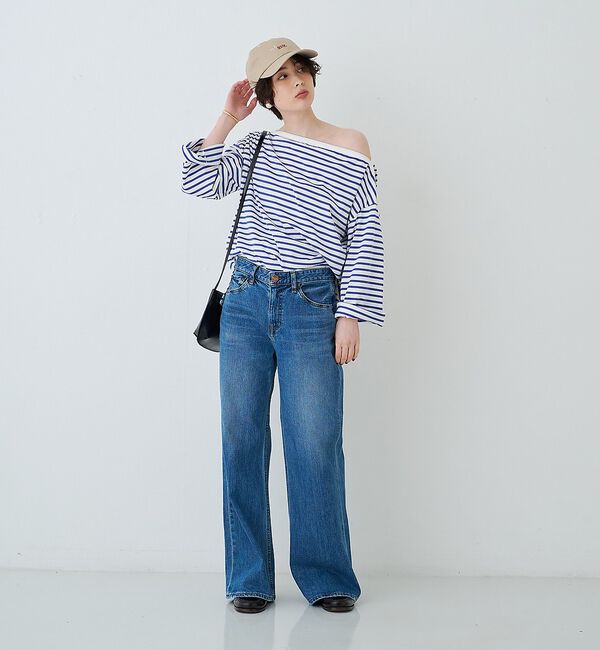 Rouge vif「ボーダーボートネックカットソー/ロングスリーブTシャツ」|Tシャツ・カットソー|