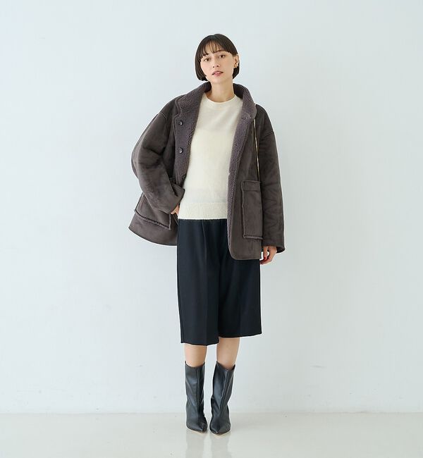 Rouge vif「【2サイズ展開】2WAYスタンドカラースエードライクリバーシブルボアコート【予約」|その他|