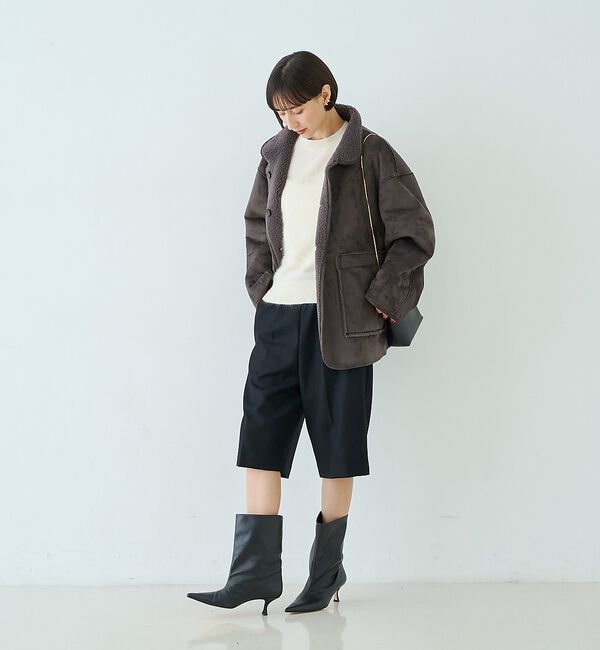Rouge vif「【2サイズ展開】2WAYスタンドカラースエードライクリバーシブルボアコート【予約」|その他|
