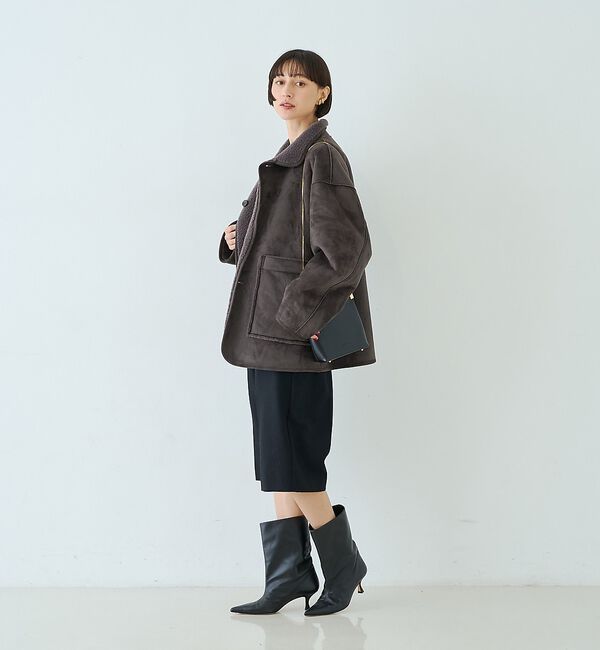 Rouge vif「【2サイズ展開】2WAYスタンドカラースエードライクリバーシブルボアコート【予約」|その他|