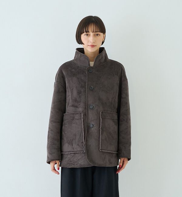Rouge vif「【2サイズ展開】2WAYスタンドカラースエードライクリバーシブルボアコート【予約」|その他|