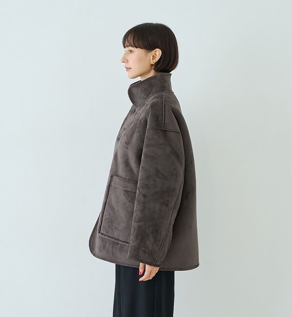 Rouge vif「【2サイズ展開】2WAYスタンドカラースエードライクリバーシブルボアコート【予約」|その他|