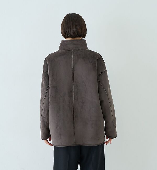 Rouge vif「【2サイズ展開】2WAYスタンドカラースエードライクリバーシブルボアコート【予約」|その他|