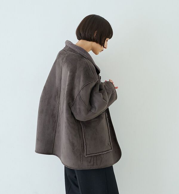 Rouge vif「【2サイズ展開】2WAYスタンドカラースエードライクリバーシブルボアコート【予約」|その他|