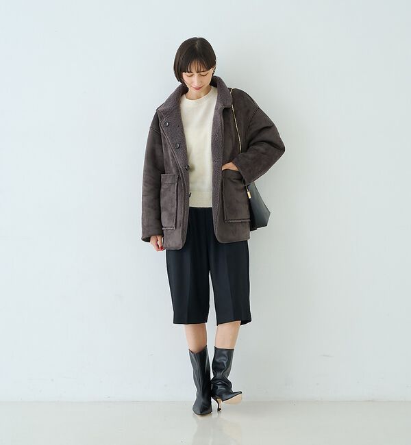 Rouge vif「【2サイズ展開】2WAYスタンドカラースエードライクリバーシブルボアコート【予約」|その他|