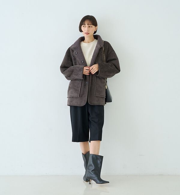 Rouge vif「【2サイズ展開】2WAYスタンドカラースエードライクリバーシブルボアコート【予約」|その他|