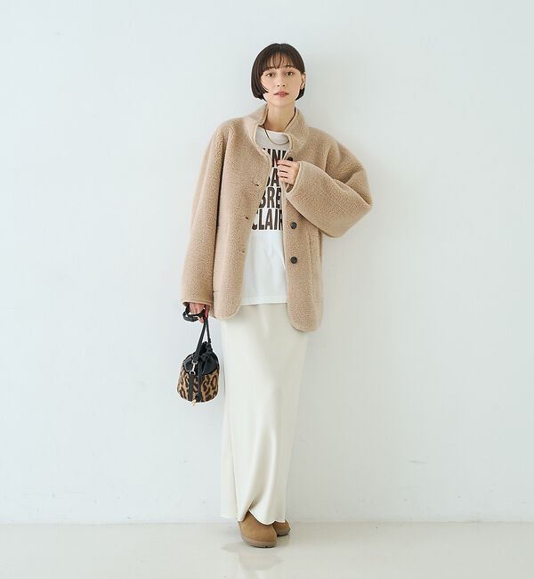 Rouge vif「【2サイズ展開】2WAYスタンドカラースエードライクリバーシブルボアコート【予約」|その他|