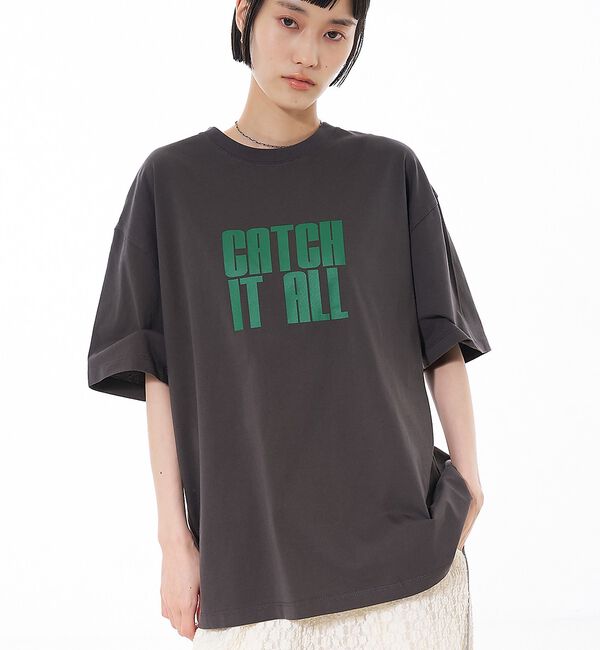 NOMINE「ロゴプリント オーバーサイズ Tシャツ｜2タイプ」|Tシャツ・カットソー|チャコールグレー