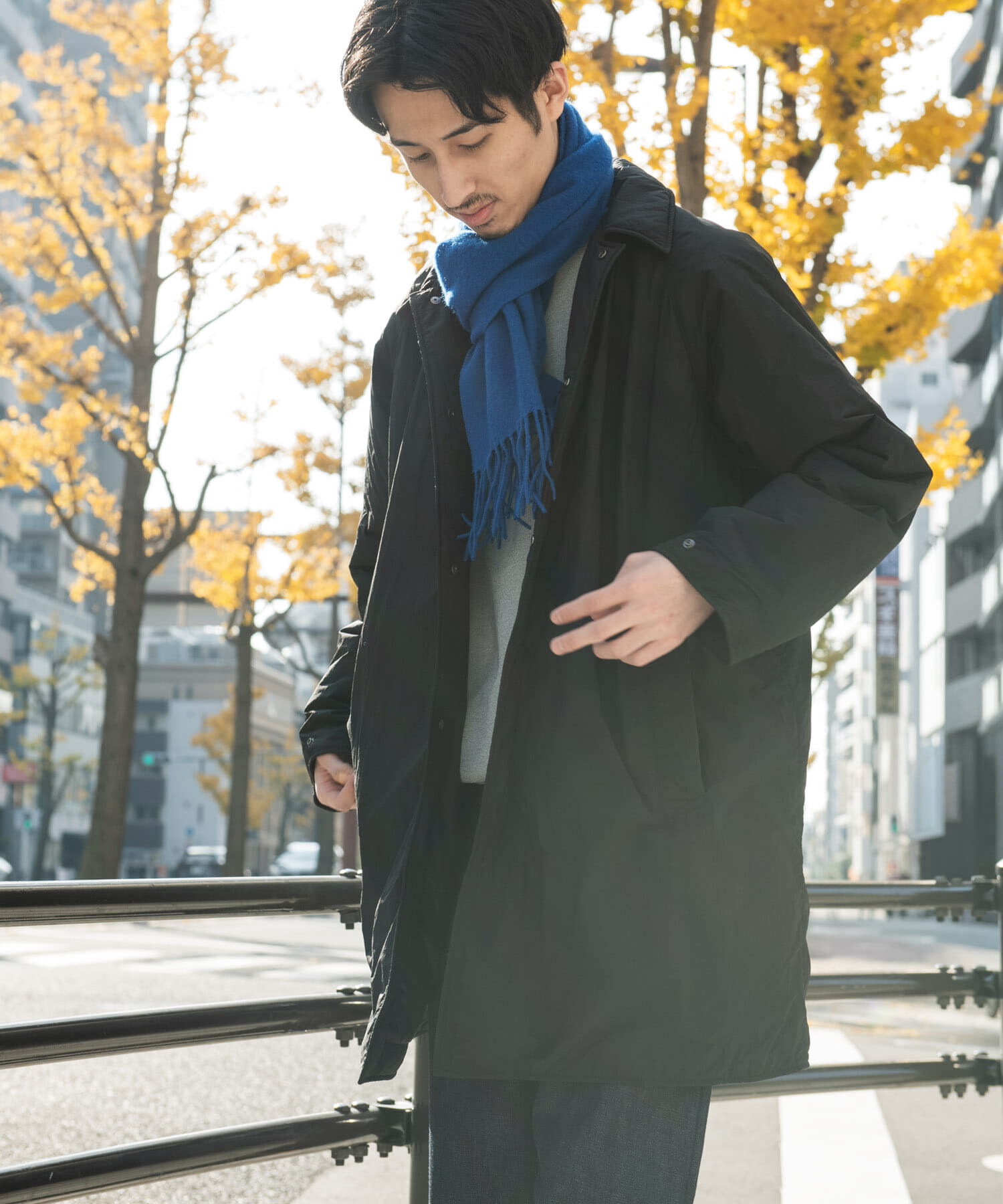 URBAN RESEARCH DOORS「ライトナイロン パデット バルマカンコート」|ノーカラーコート|