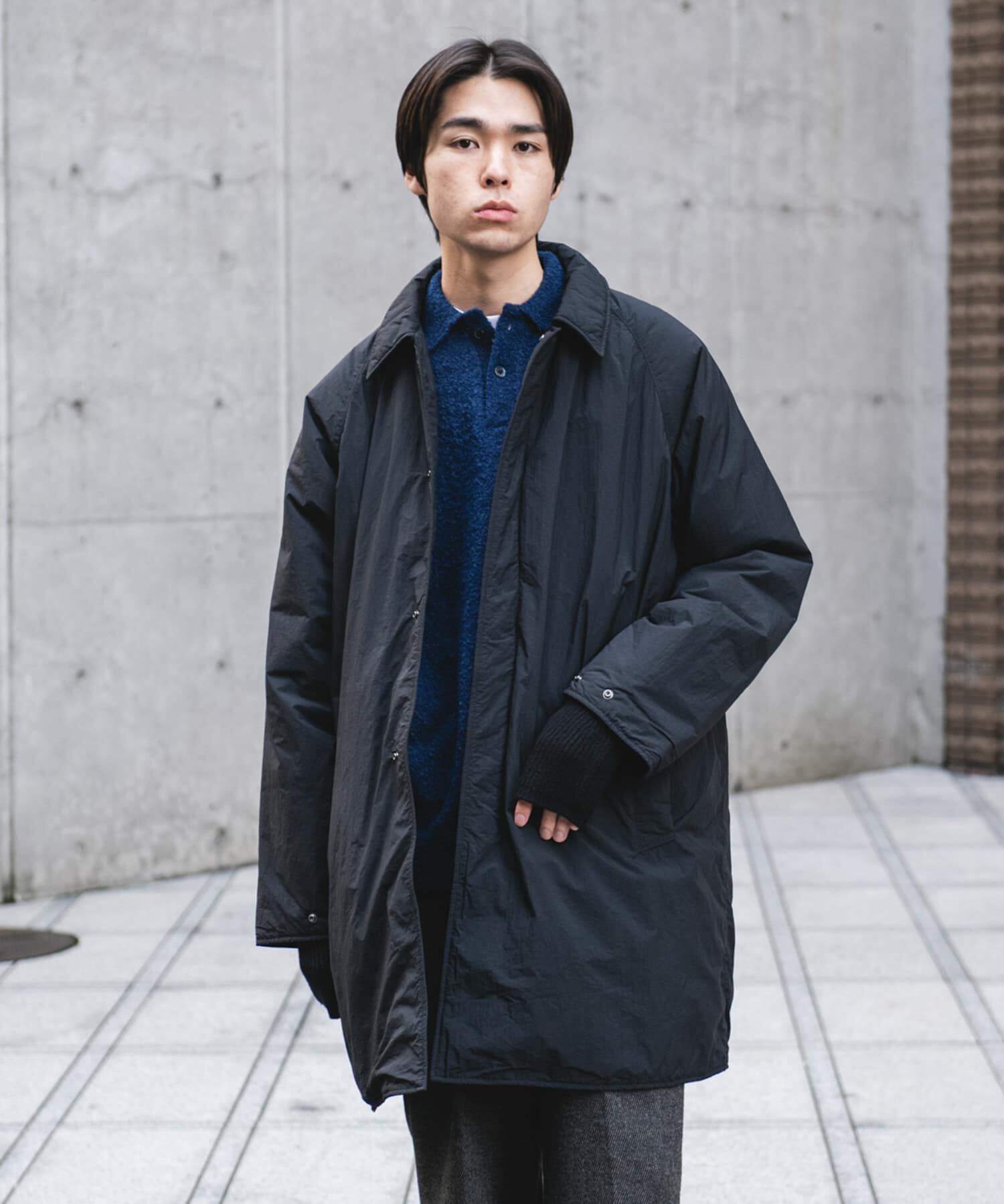 URBAN RESEARCH DOORS「ライトナイロン パデット バルマカンコート」|ノーカラーコート|