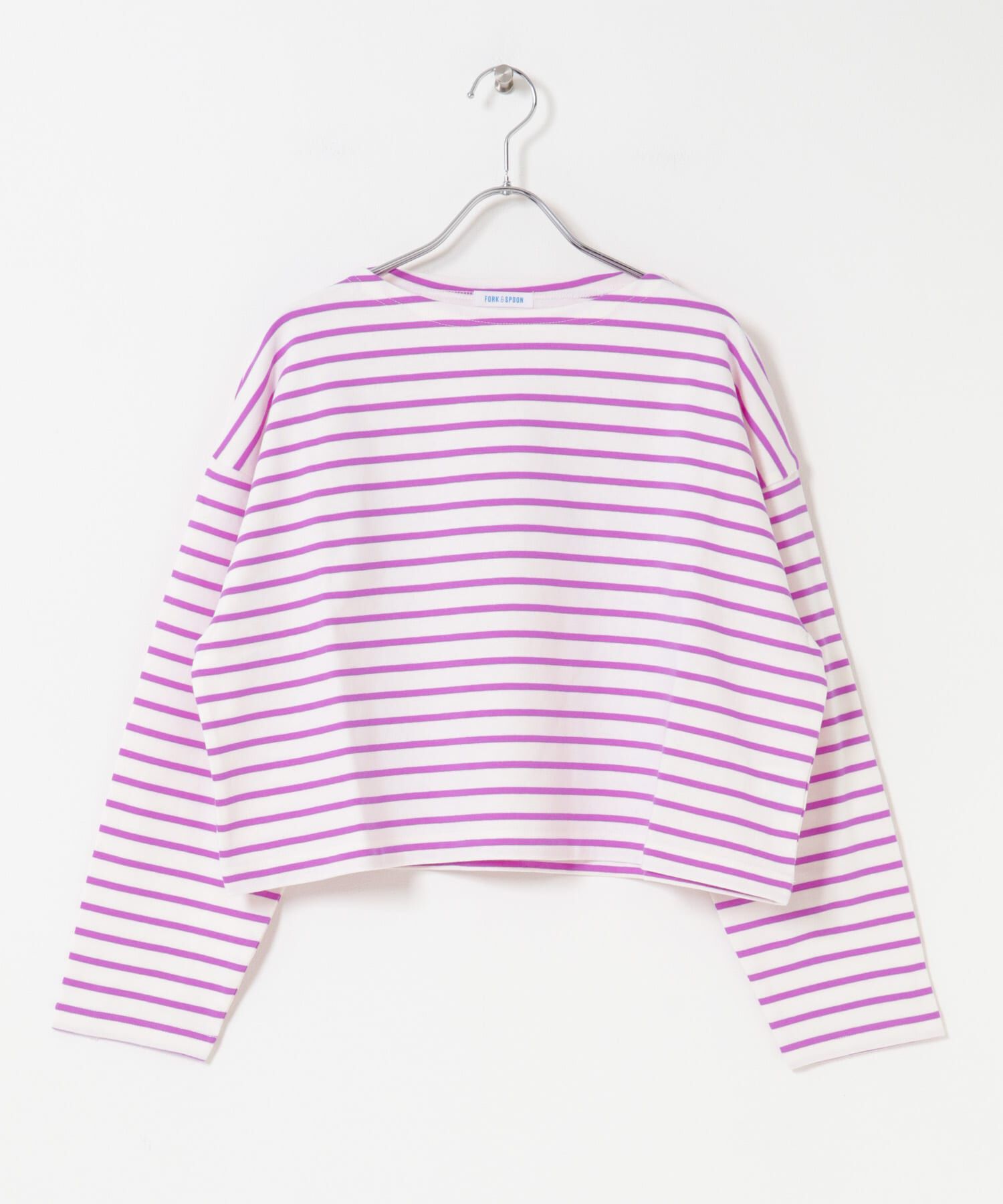 URBAN RESEARCH DOORS「FORK&SPOON　クロップドボートネックボーダー」|Tシャツ・カットソー|