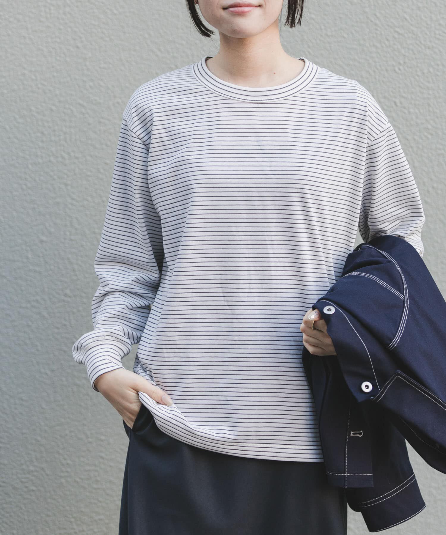 URBAN RESEARCH DOORS「FORK&SPOON　CAVEボーダーロングスリーブTシャツ」|Tシャツ・カットソー|ホワイト系その他