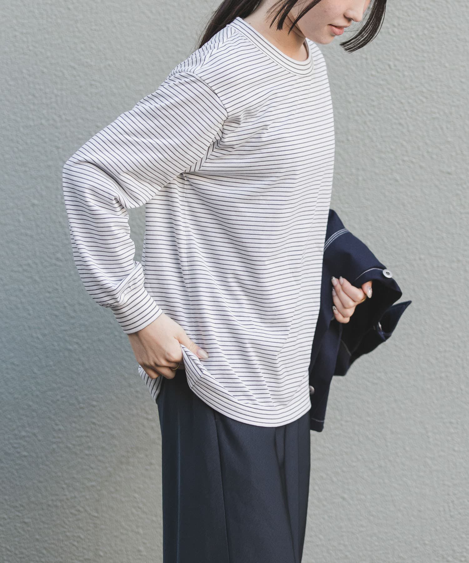 URBAN RESEARCH DOORS「FORK&SPOON　CAVEボーダーロングスリーブTシャツ」|Tシャツ・カットソー|