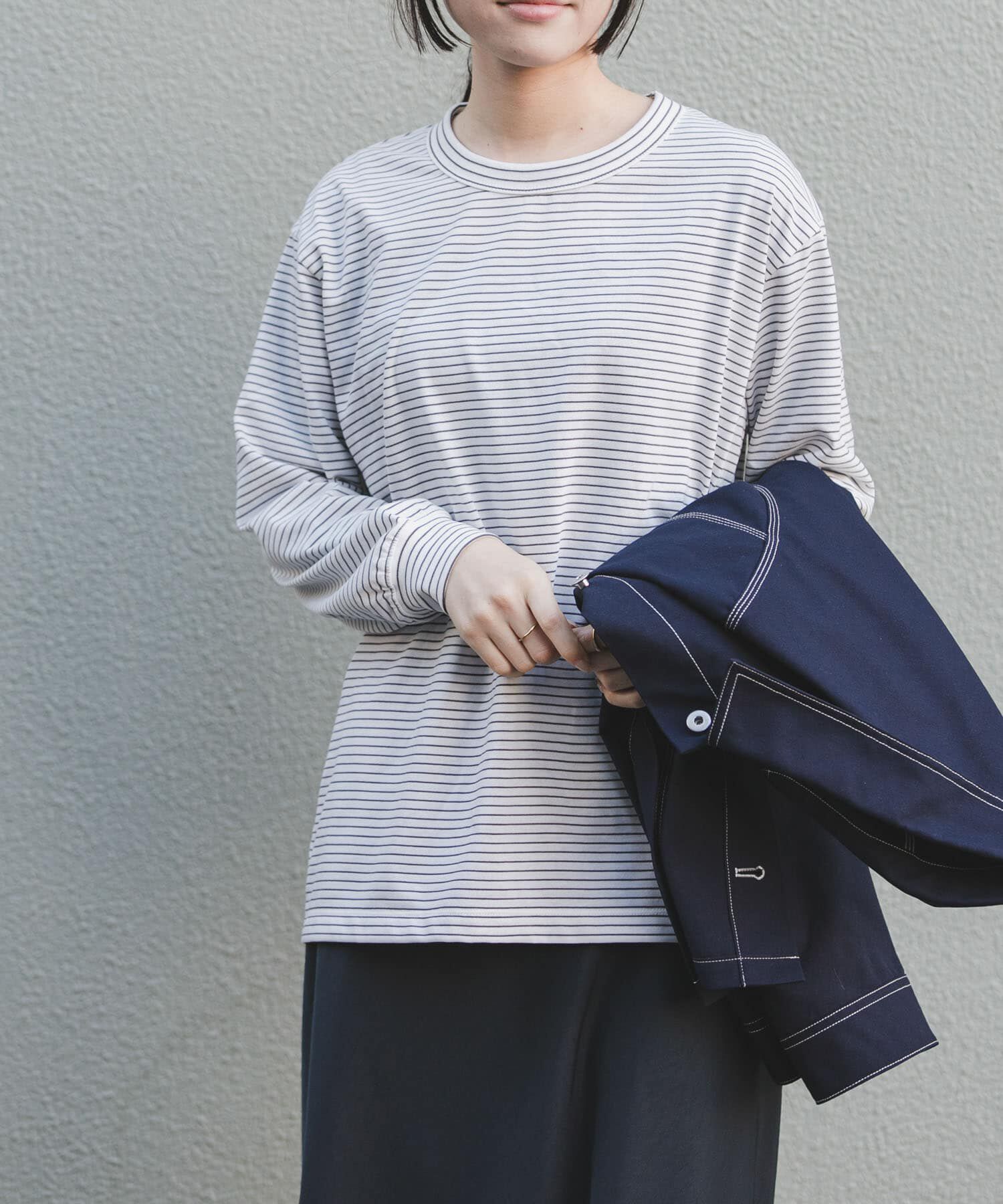 URBAN RESEARCH DOORS「FORK&SPOON　CAVEボーダーロングスリーブTシャツ」|Tシャツ・カットソー|