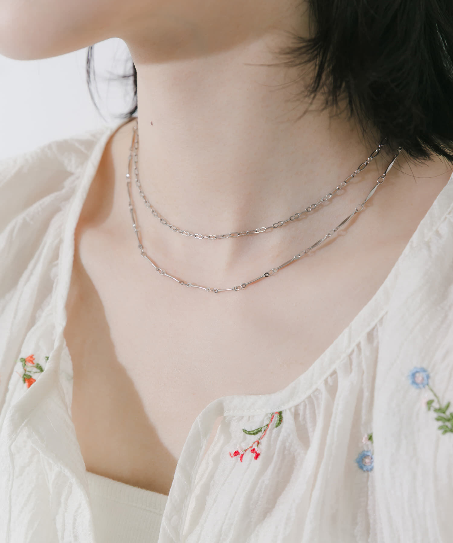 SMELLY「ステンレスバーチェーン2セットネックレス」|ネックレス|シルバー