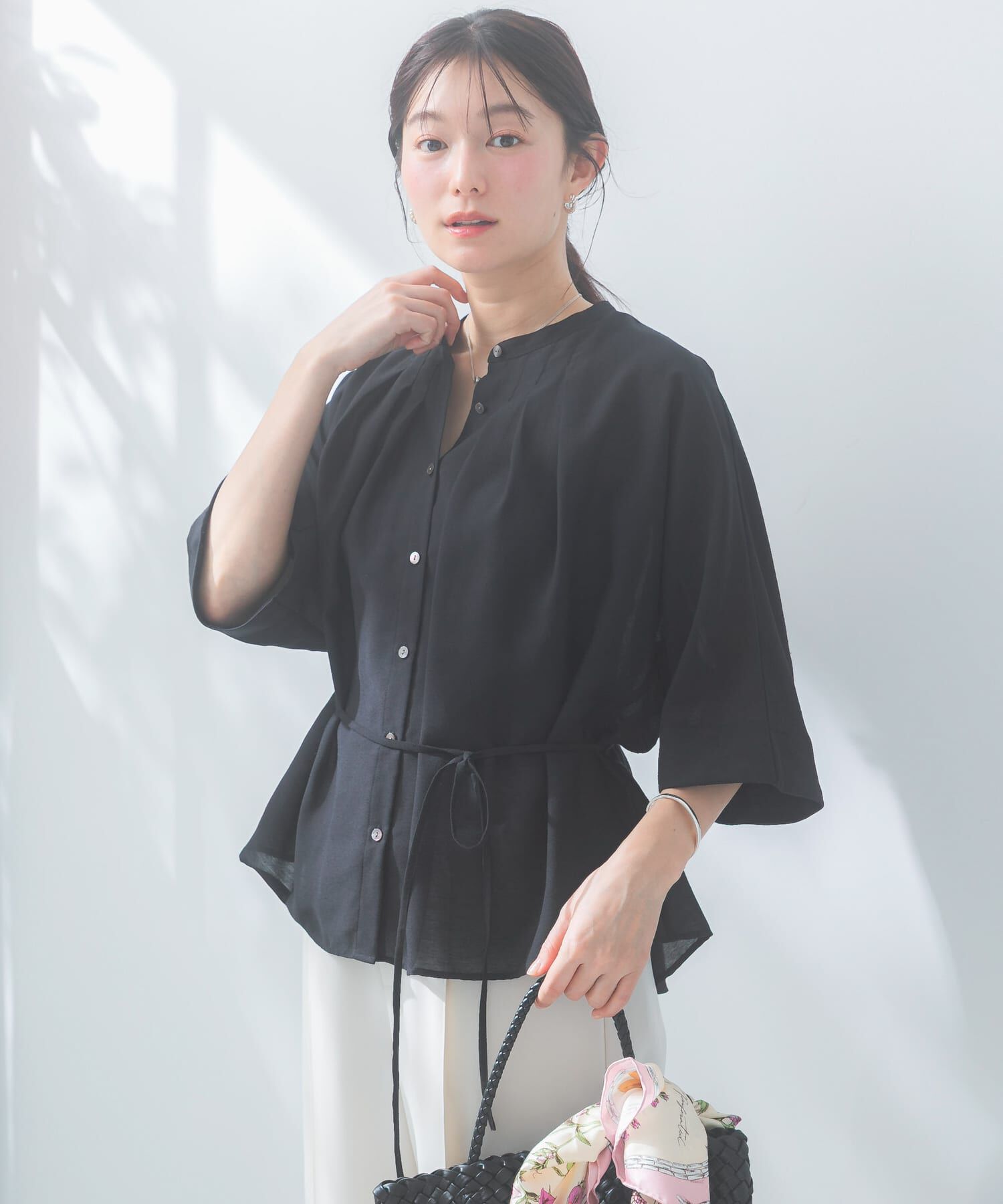 URBAN RESEARCH ROSSO「『WEB/一部店舗限定』リネン混ドルマンタックブラウス」|シャツ・ブラウス|