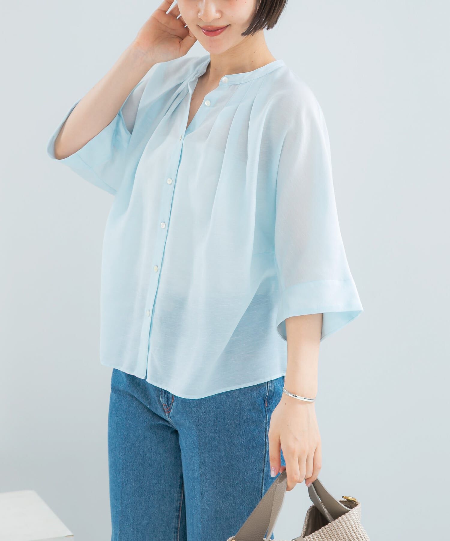 URBAN RESEARCH ROSSO「『WEB/一部店舗限定』リネン混ドルマンタックブラウス」|シャツ・ブラウス|