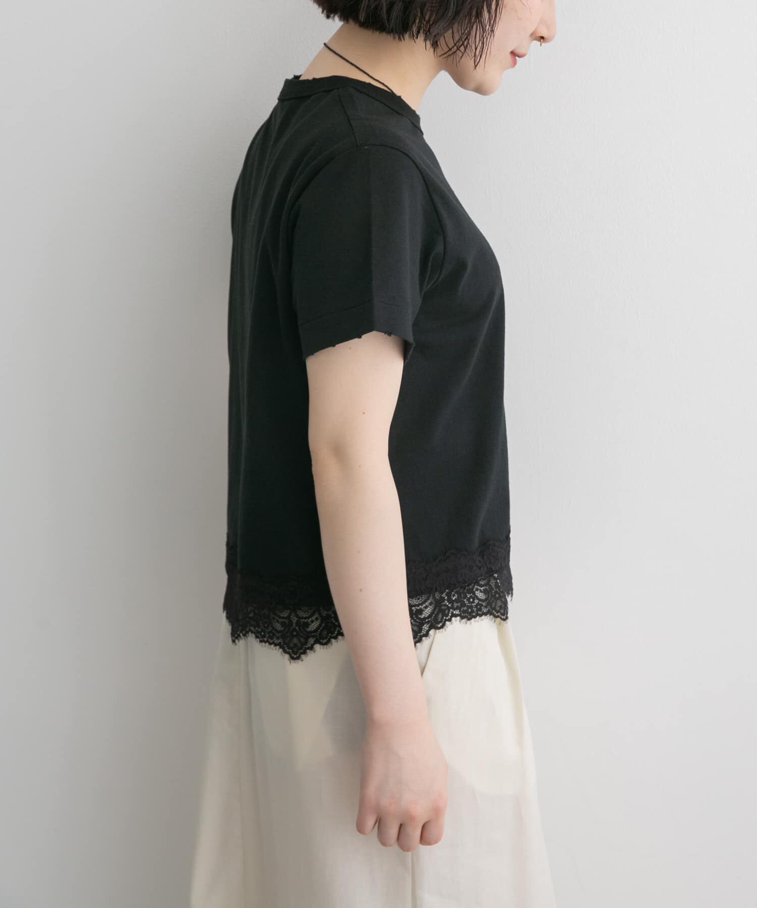 URBAN RESEARCH DOORS「FORK&SPOON　ヘムレースダメージTシャツ」|Tシャツ・カットソー|