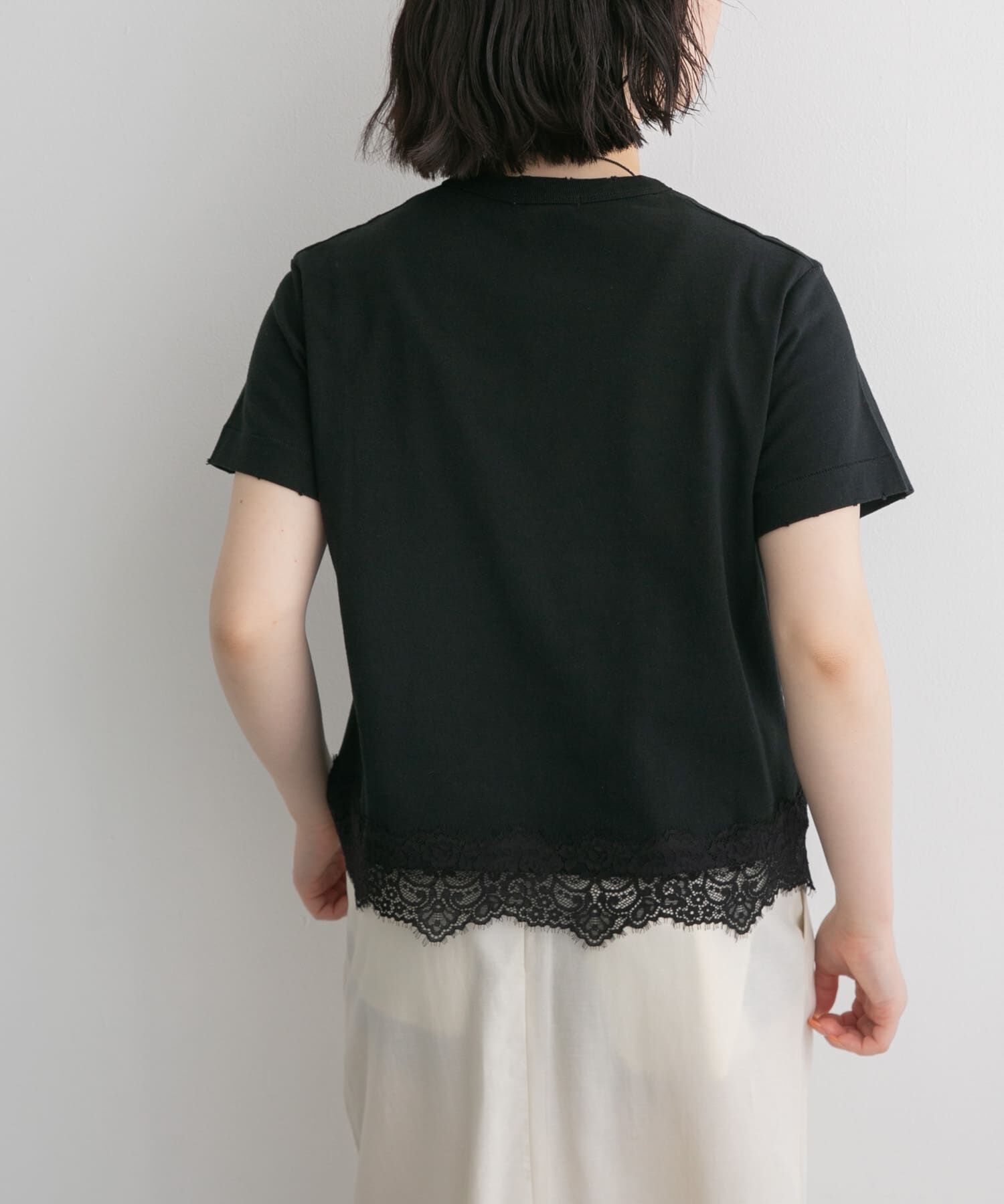 URBAN RESEARCH DOORS「FORK&SPOON　ヘムレースダメージTシャツ」|Tシャツ・カットソー|