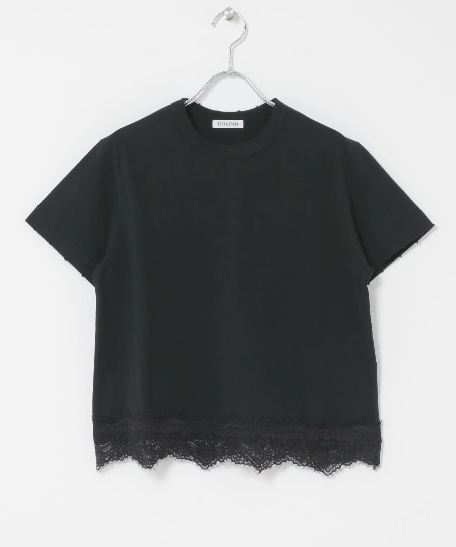 URBAN RESEARCH DOORS「FORK&SPOON　ヘムレースダメージTシャツ」|Tシャツ・カットソー|