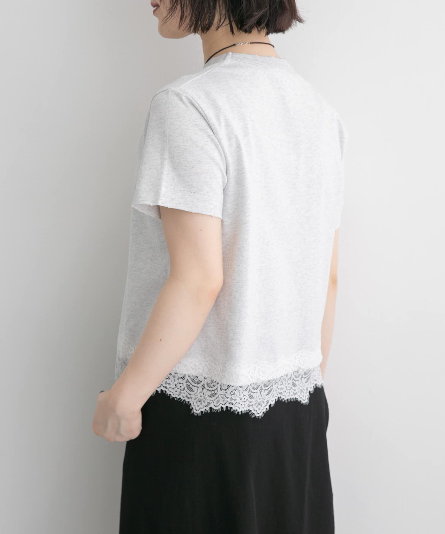 URBAN RESEARCH DOORS「FORK&SPOON　ヘムレースダメージTシャツ」|Tシャツ・カットソー|