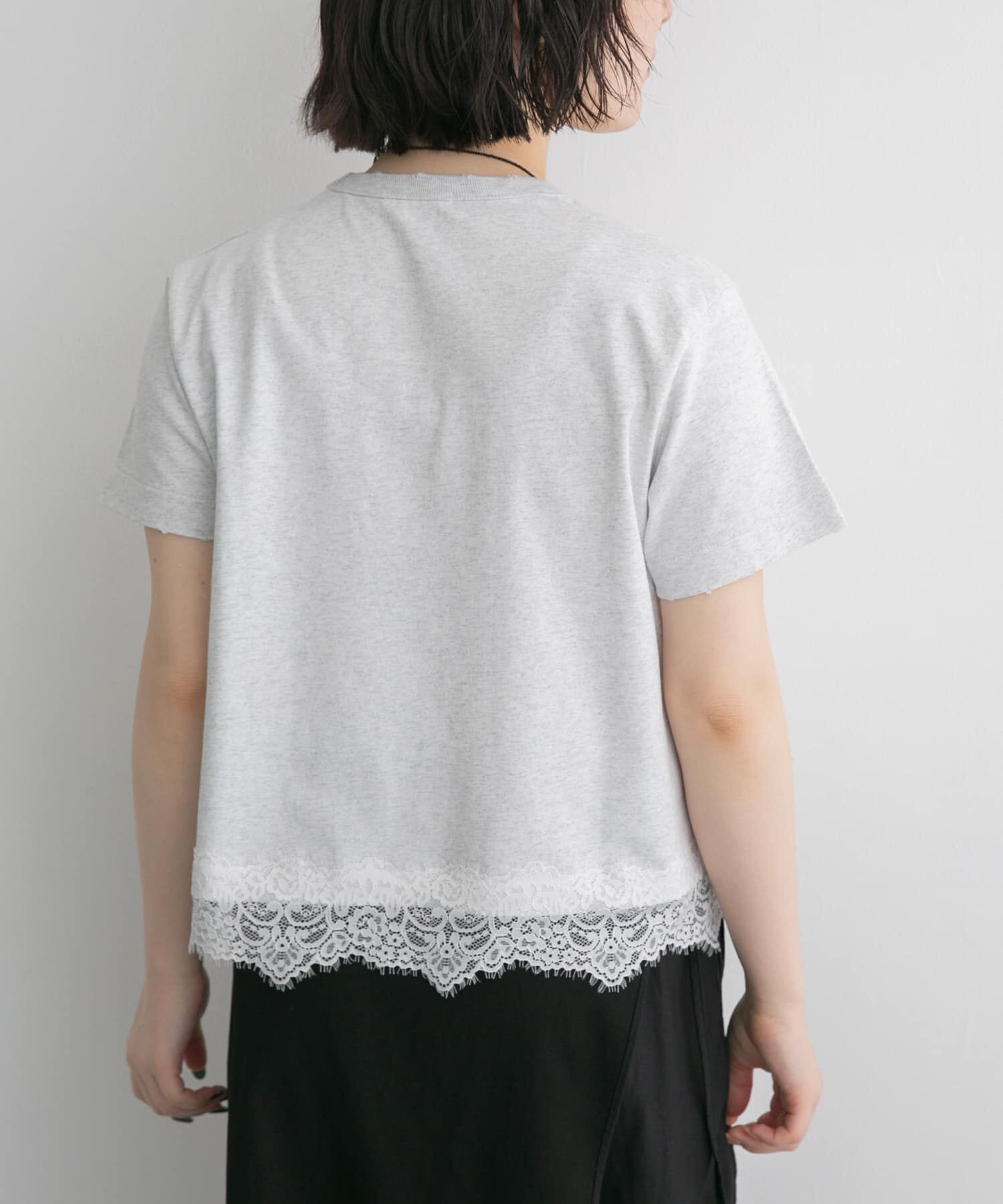 URBAN RESEARCH DOORS「FORK&SPOON　ヘムレースダメージTシャツ」|Tシャツ・カットソー|