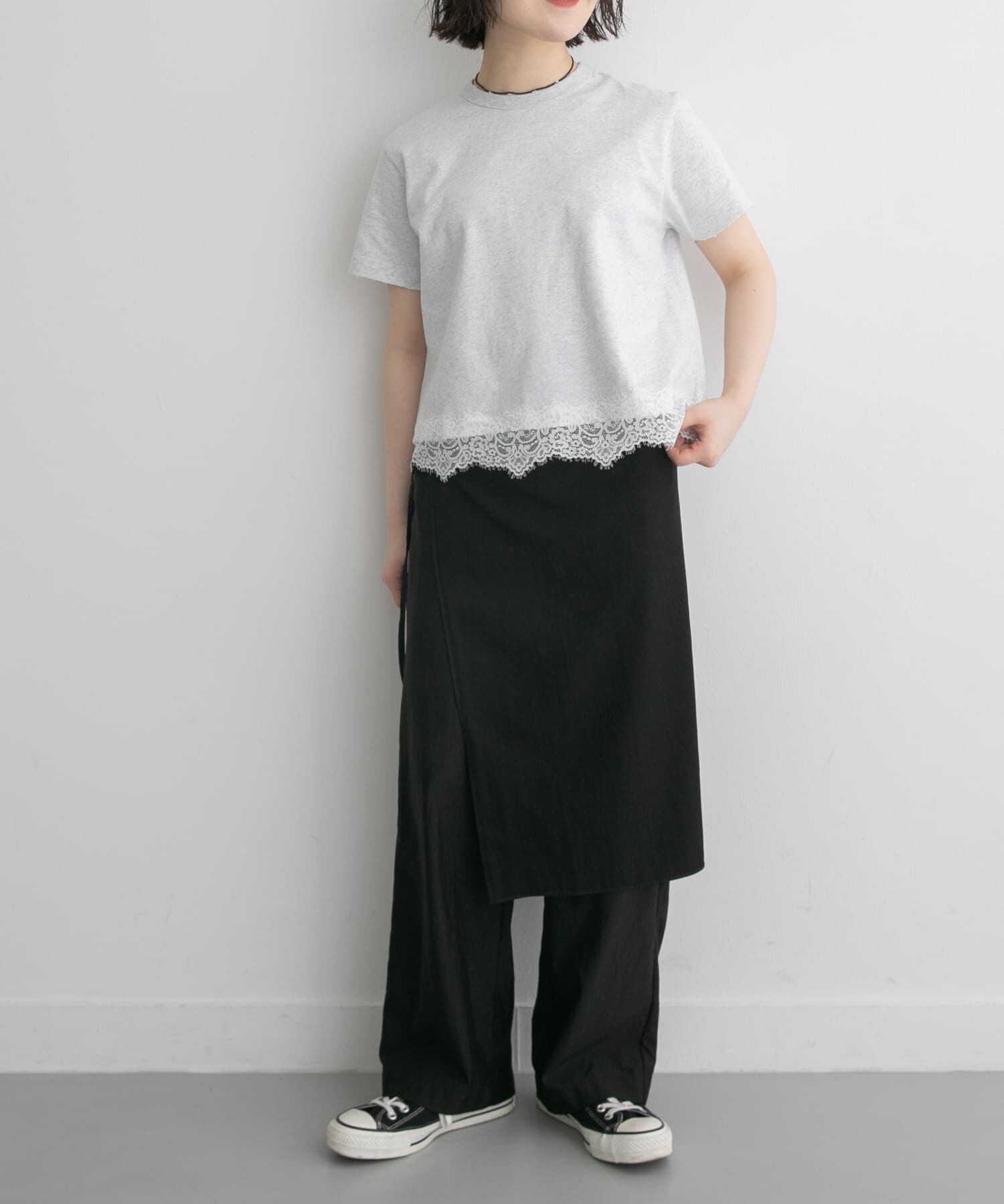 URBAN RESEARCH DOORS「FORK&SPOON　ヘムレースダメージTシャツ」|Tシャツ・カットソー|
