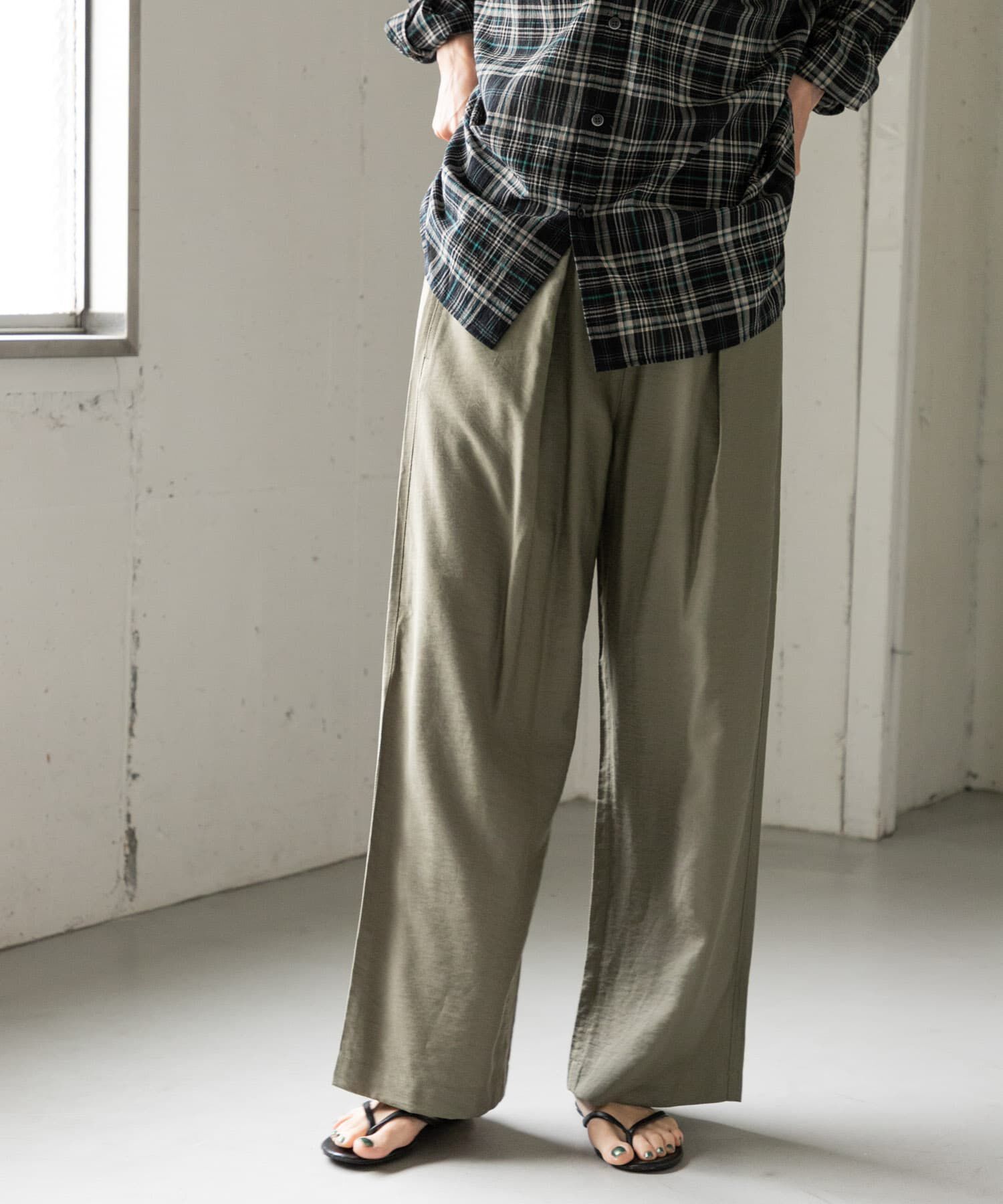 URBAN RESEARCH DOORS「FORK&SPOON　レーヨンナイロンツイルイージーパンツ」|その他|カーキ