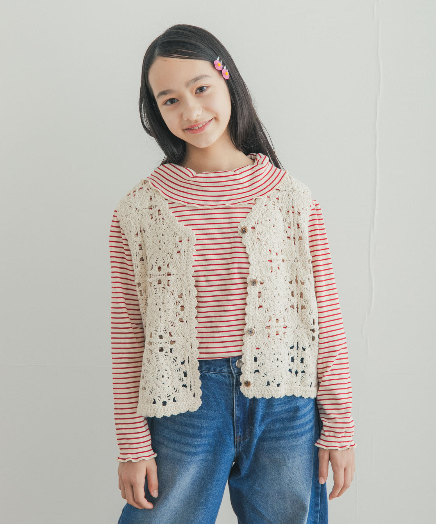 URBAN RESEARCH DOORS「『150サイズ』クロシェベスト(KIDS)」|ニット・セーター|
