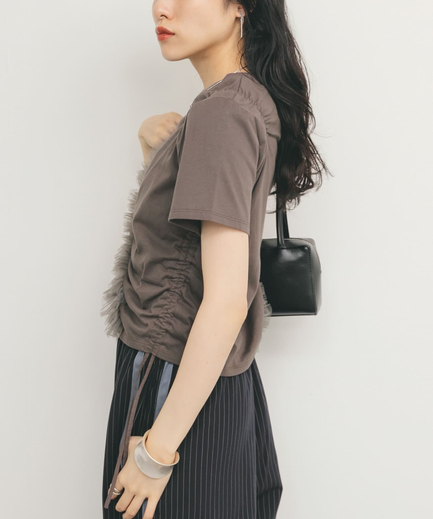  「シャーリングフリルTEE」|Tシャツ・カットソー|