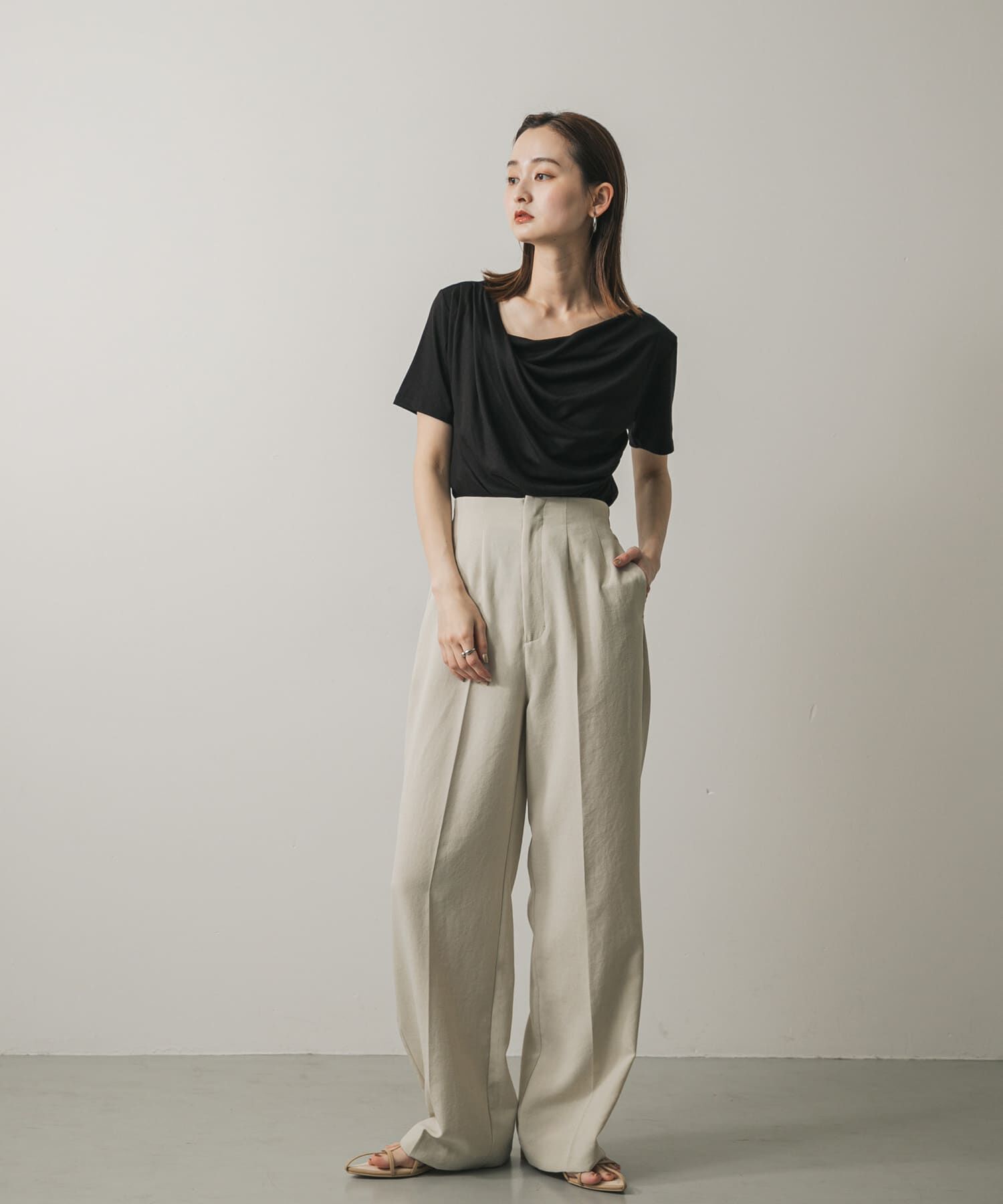 SENSE OF PLACE by URBAN RESEARCH「アシメドレープトップ(半袖)」|Tシャツ・カットソー|