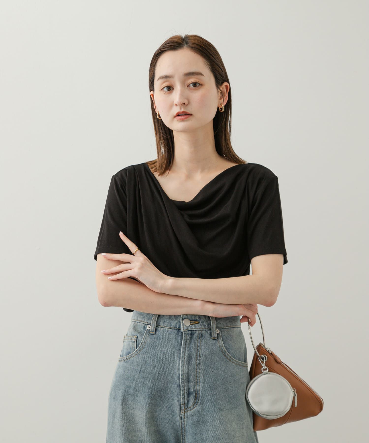 SENSE OF PLACE by URBAN RESEARCH「アシメドレープトップ(半袖)」|Tシャツ・カットソー|