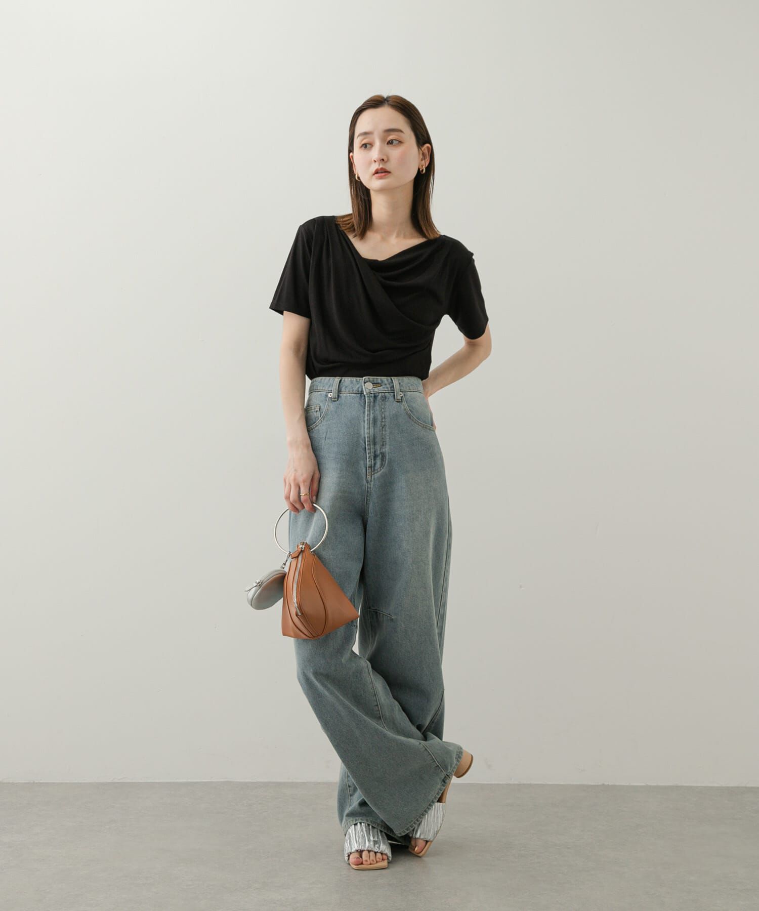 SENSE OF PLACE by URBAN RESEARCH「アシメドレープトップ(半袖)」|Tシャツ・カットソー|