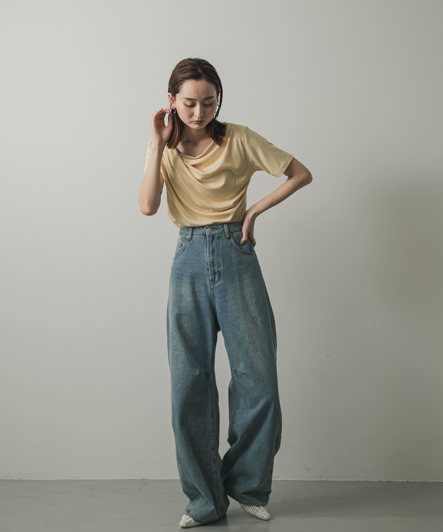 SENSE OF PLACE by URBAN RESEARCH「アシメドレープトップ(半袖)」|Tシャツ・カットソー|