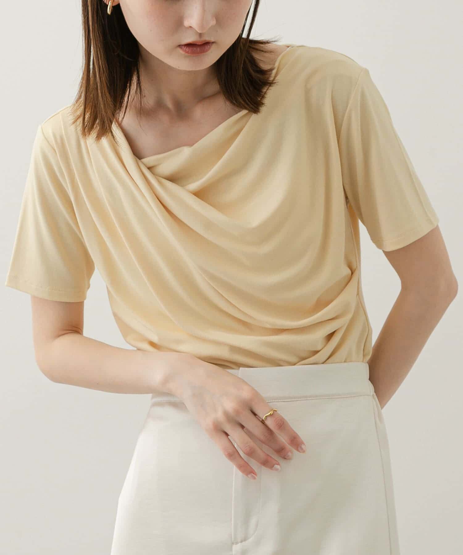 SENSE OF PLACE by URBAN RESEARCH「アシメドレープトップ(半袖)」|Tシャツ・カットソー|